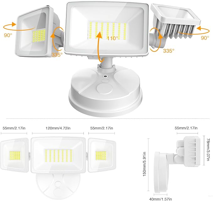 Onforu 75W Flood Lights Outdoor, 7000LM Brightness Security Lights Switch - Image 8