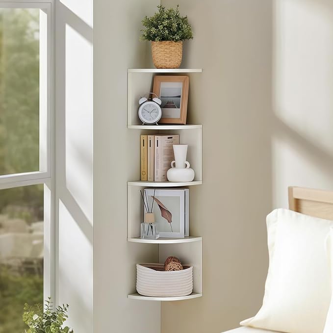 5-Tier Floating Corner Shelf Wall Mount, Heavy Duty Wall Corner Bookshelf - Image 9
