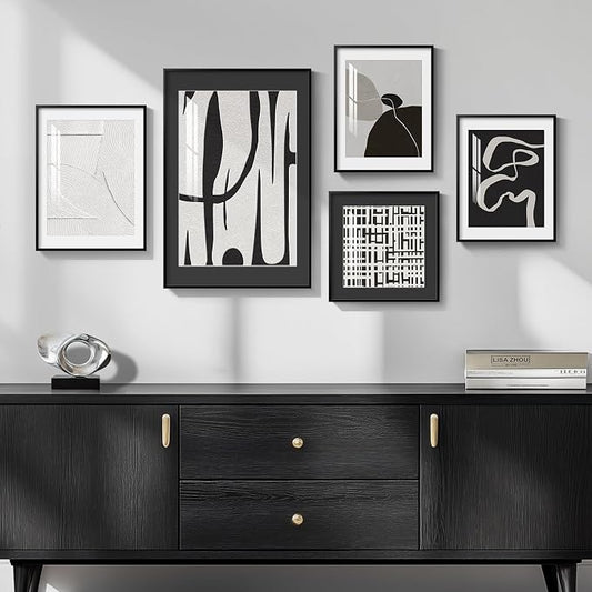 Framed Black and White Abstract Wall Art - Image 2