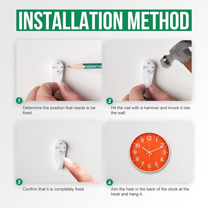 Wall Clock 12 Inch Orange Modern Simple Quartz Decorative Clock Non-Ticking - Image 9