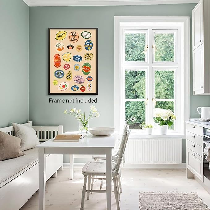 PDFI Trendy Kitchen Canvas Wall Art Vintage Fruit Market Pictures Prints Retro - Image 6