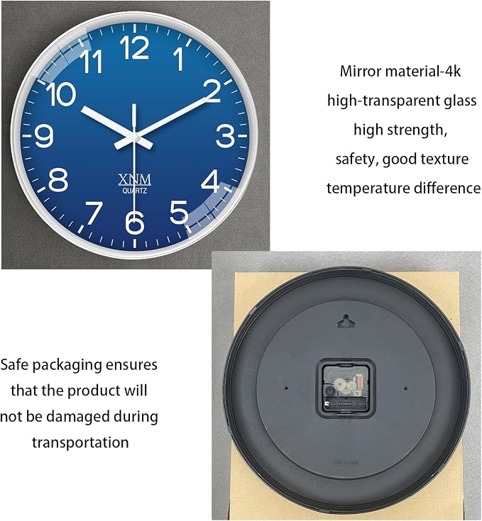 XNM Modern Analog Wall Clocks Battery Operated Navy Blue Wall Clock - Image 9