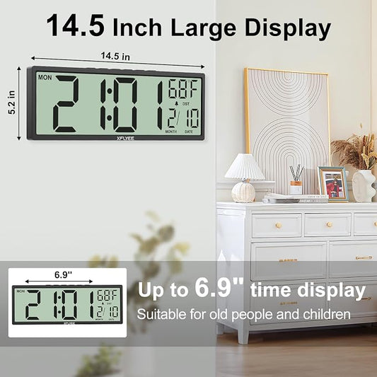 14.5'' Large Digital Wall Clock Battery Operated - Image 2