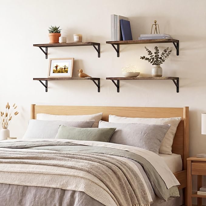 YGEOMER Floating Shelves for Wall, 23in Brown Wall Shelves for Living Room - Image 7