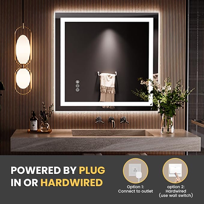 LOAAO 28"x30" LED Bathroom Mirror - Image 6