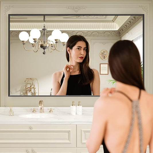 LOAAO Black Bathroom Mirror 60"X36" - Image 2