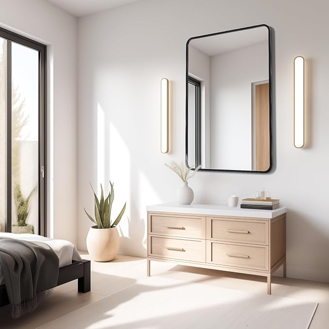 USHOWER Bathroom Mirrors for Over Sink, Metal Frame Rectangle Mirror, Modern - Image 8