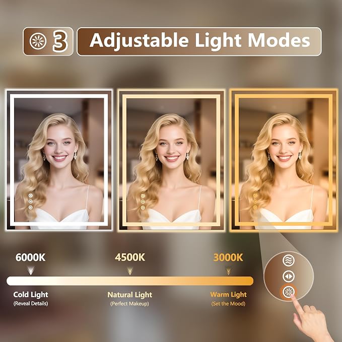 30x36 Inch LED Lighted Bathroom Mirror - Image 7