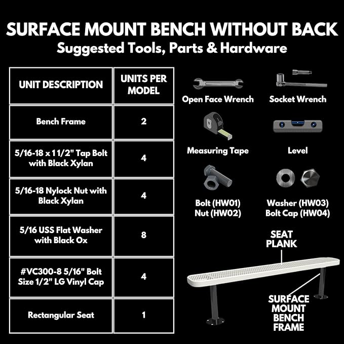 Heavy-Duty Outdoor Bench Thermoplastic Coated, Expanded Metal, Commercial-Grade Seating, Made in America (Surface Without Back, 6 Ft, Textured Light Blue)