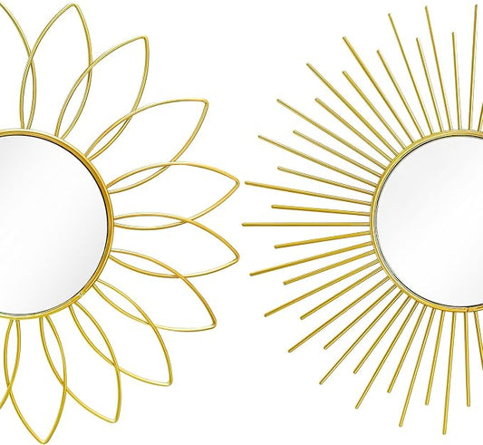 3 Pack Metal Mirrors for Wall Sunburst Wall Mirrors Home Décor Decorative - Image 2