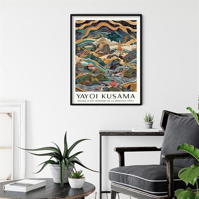 Yayoi Kusama Black Framed Wall Art Vintage Japanese Poster 24X36 in Abstract - Image 6