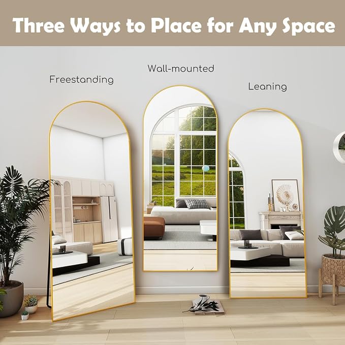 Prywot Arched Full Length Mirror, Modern Full Body Mirrors - Image 7