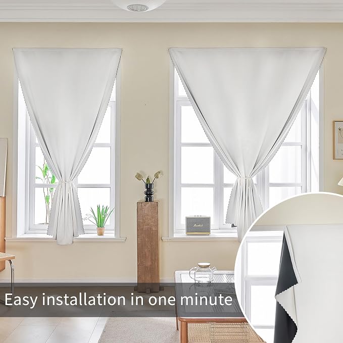 AJAZZ 100% Blackout Stick Curtain Portable Blackout Curtains Adhesive Curtains - Image 6