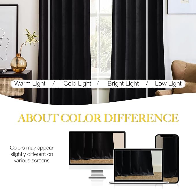 NICETOWN Black Velvet Curtains 84 inch Long - Image 9