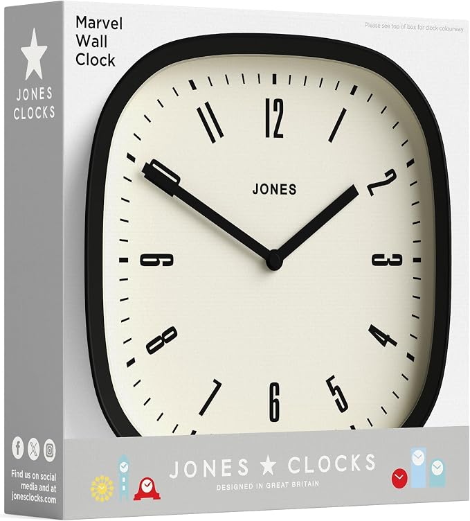 JONES CLOCKS® Marvel Wall Clock | Modern Retro Rounded Square Clock | 10 inch | - Image 7