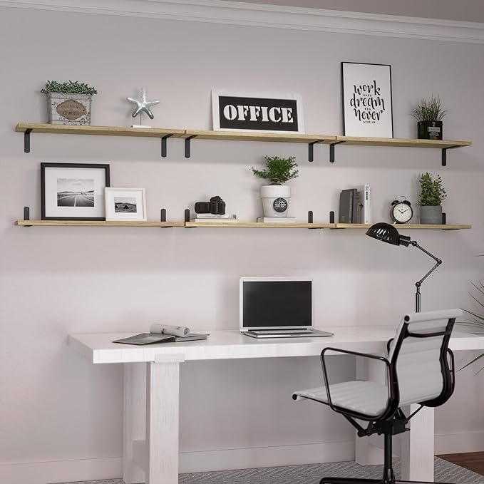 WOPITUES Wood Floating Shelves Set of 6, 24 inch Long Floating Shelves - Image 7