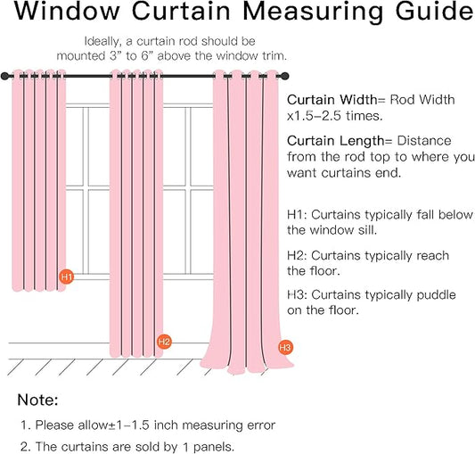 XiDi Curtains for Bedroom Decor Pink34/96/1 US - Image 2