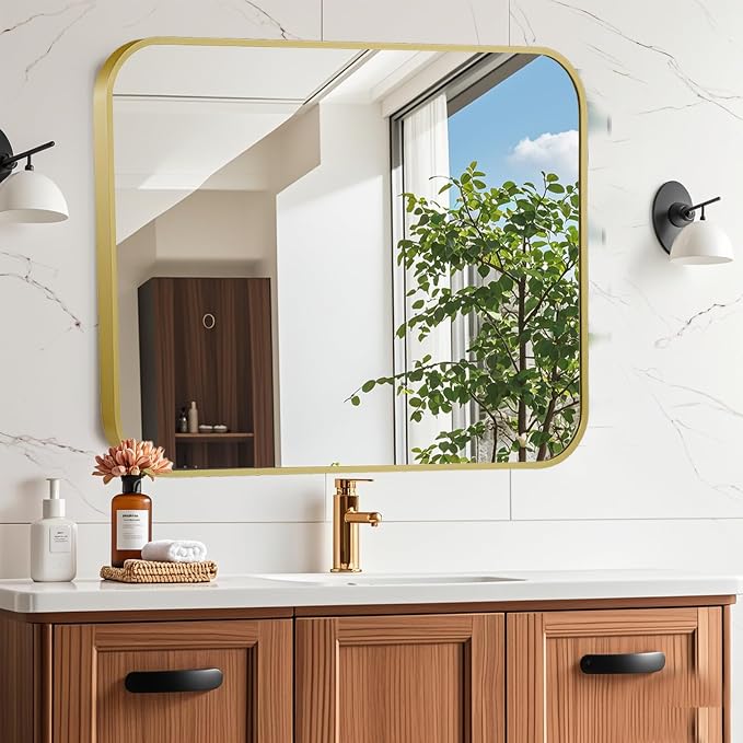 20x30 Inch Gold Mirror, Framed Rectangle Mirror - Image 7