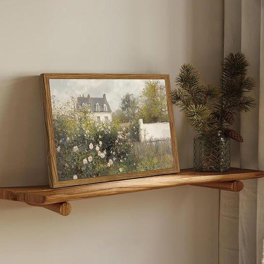 Framed Vintage Wall Art, Cottage Rose Garden Landscape Pictures Wall Decor - Image 2