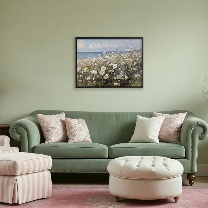 Nature Landscape Wall Art Coastal Wildflower Poster 08x10 inch Black Framed - Image 6