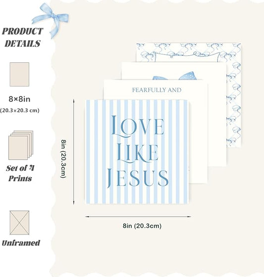 LARTSFRO Coquette Blue Bow Jesus Wall Art Decor Posters, Light Blue Bow - Image 2