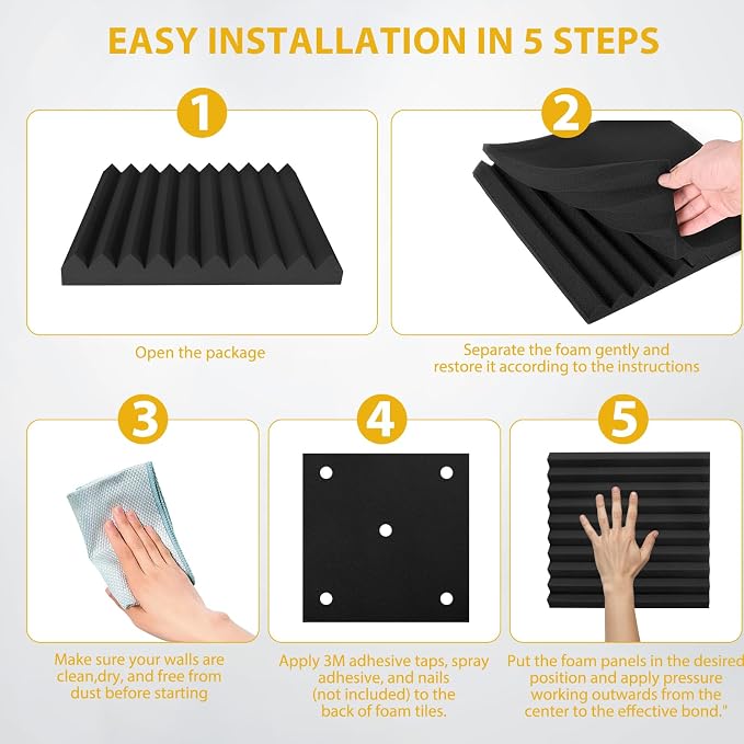 Acoustic Foam Panels Sound Absorbing 12 Pack - Image 7