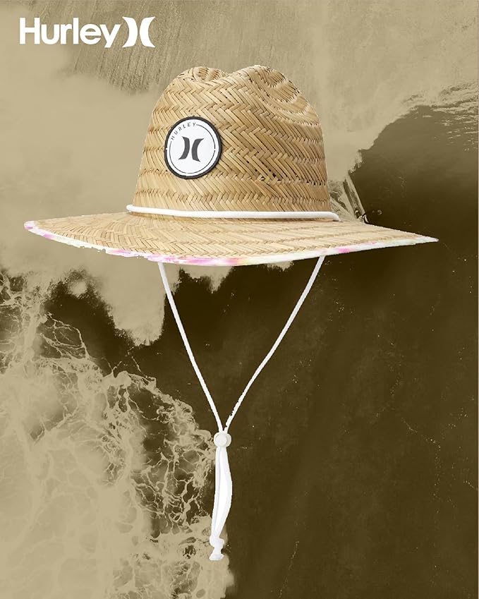 Hurley Women's Straw Hats - Real Straw Hat Medium Brim and Adjustable Chin Strap