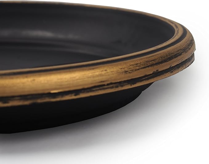Decorative Heavy Duty Tray/Saucer (2 Pack) Rustic Medieval/French Country Look, Pot/Planter Base for Indoor/Outdoor Decor Use. Long Lasting, Reusable Light Weight (13 inches, Gold)