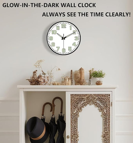 12 Inch Silent Wall Clocks Battery Operated, Glow in The Dark Wall Clock - Image 2