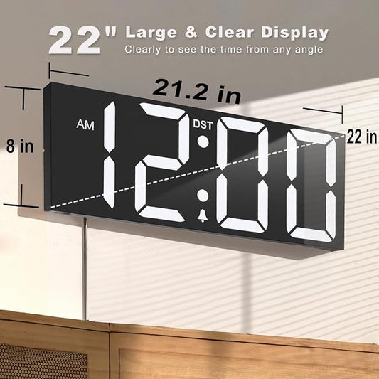 JALL 22'' Large Digital Wall Clock, Big LED Number Dispaly, Night Light - Image 2