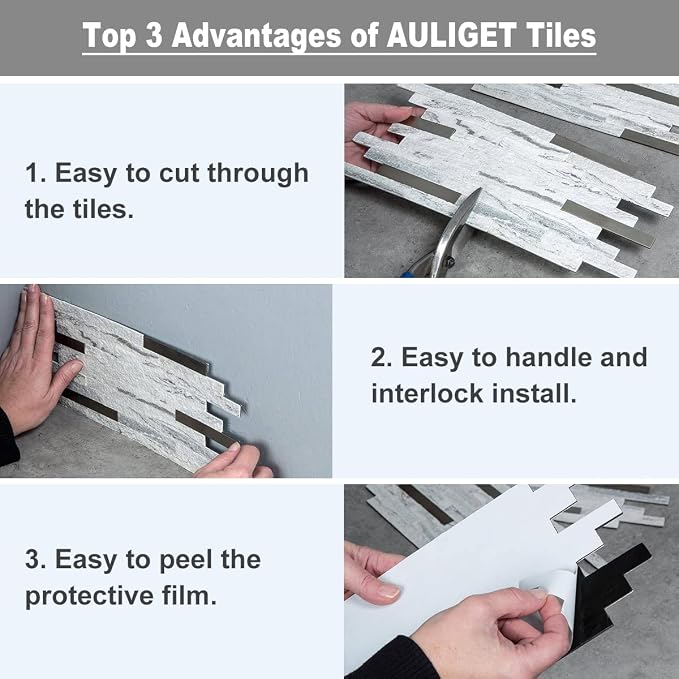 AULIGET Faux Stone Peel and Stick Backsplash - Image 7