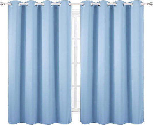 LEMOMO Blackout Curtains 52 x 45 inch/Sky Blue Curtains Set of 2 Panels/Thermal - Image 2