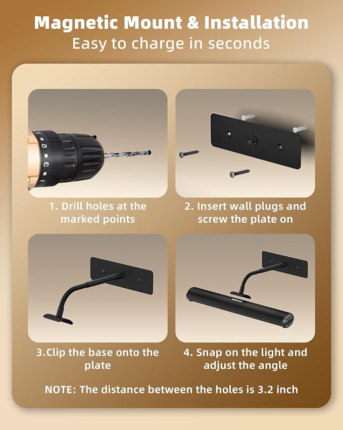 EZVALO 13-Inch Wireless Picture Light, 4000mAh Rechargeable Battery LED Art - Image 8