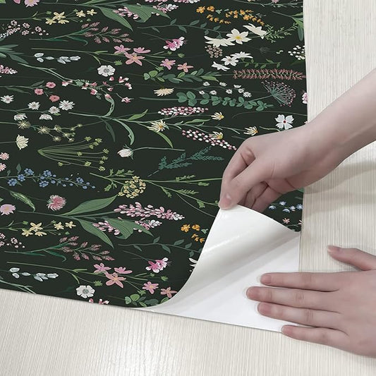 JiffDiff Floral Wallpaper Peel and Stick Farm Floral 1181" x 17.32" Wildwood - Image 2