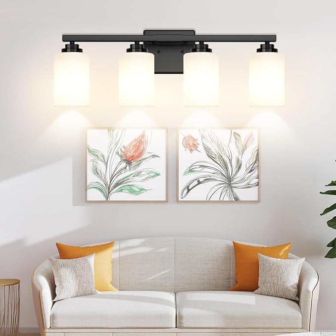 4-Light Bathroom Light Fixtures, Matte Black Light Fixture, Classic Wall Light - Image 9
