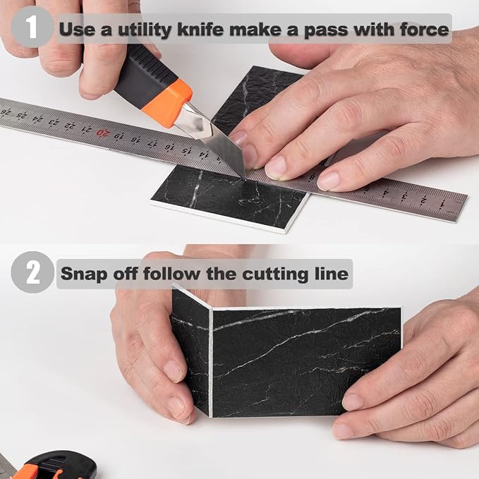 AULIGET Faux Stone Backsplash Peel and Stick PVC Tile, 3 Inch x 6 Inch Black - Image 7