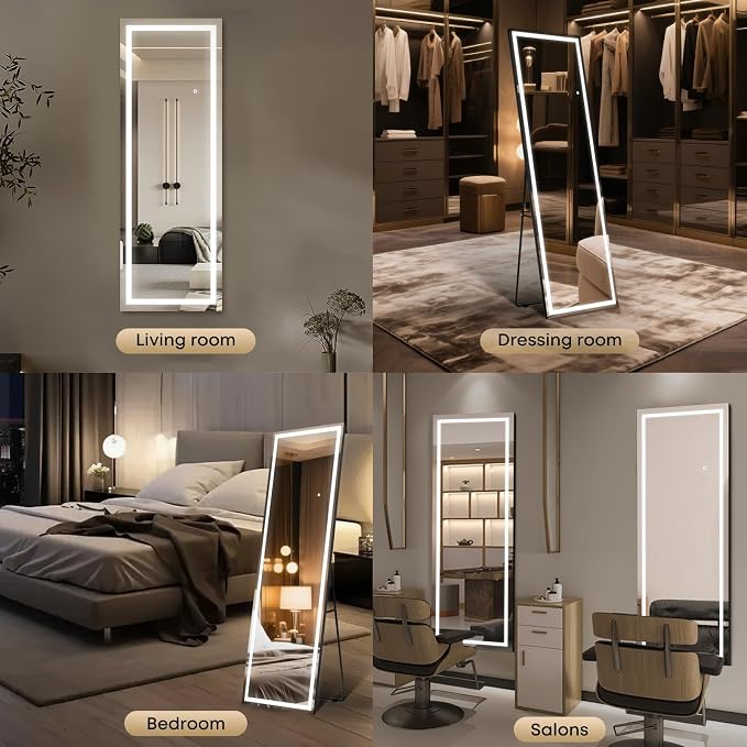 Kosmonia 71x28 Frameless Full Length Mirror, Dimmable 3 Color LED Light - Image 8