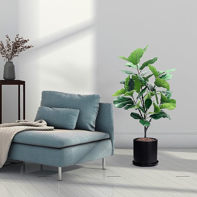 Plant Pots 10 Inch Ceramic Planter with Drainage Hole and Saucer, Matte Black Modern Cylinder Planter Pot for Indoor Outdoor Plants Flowers, Full Glazed Finish