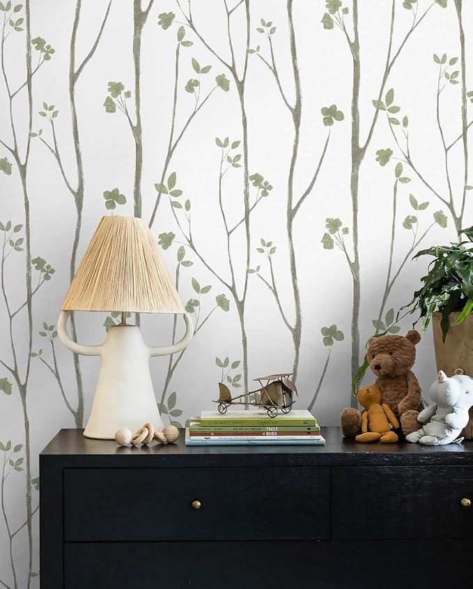 Timeet Peel and Stick Wallpaper Green Leaf Wall Paper Boho Floral Contact Paper - Image 9
