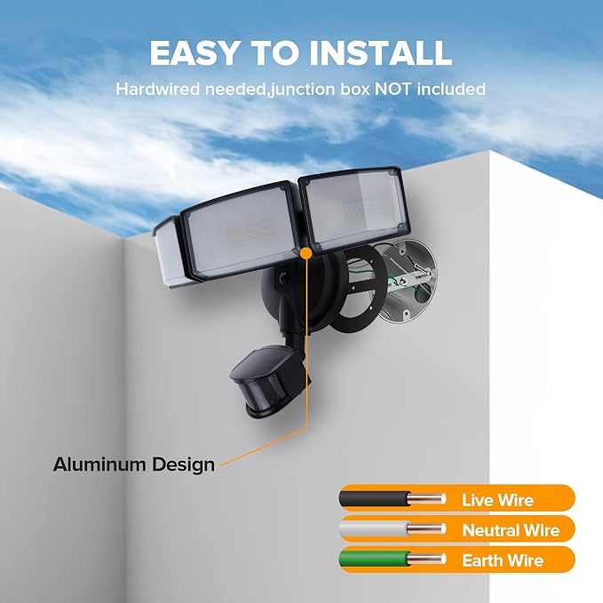 LUTEC 72W 7500LM LED Security Lights Motion Sensor Light Outdoor, 5000K Daylight - Image 9
