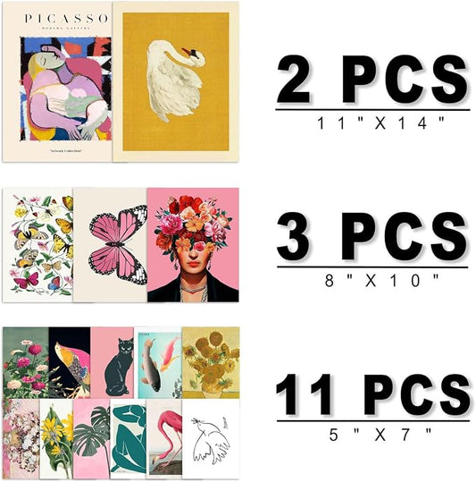 ANERZA 16 PCS Eclectic Wall Art Decor, Modern Maximalist Wall Prints - Image 2