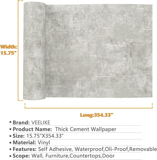 VEELIKE 15.7''x354'' Concrete Contact Paper - Image 2