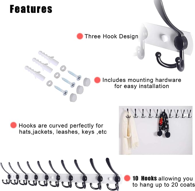 Dseap Coat Rack Wall Mount - Image 6