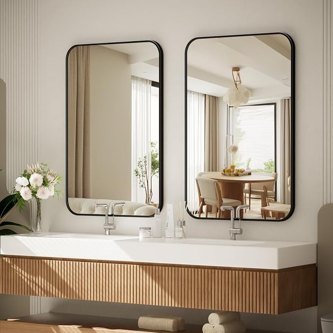 BEAUTYPEAK 20" x 28" Rectangular Aluminum Alloy Frame Wall Mounted Bathroom - Image 5