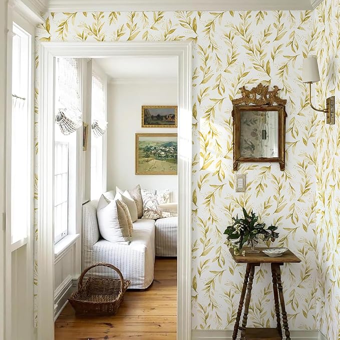 Livebor Leaf Peel and Stick Wallpaper Olive Leaf Contact Paper17.7in x 118.1in - Image 9