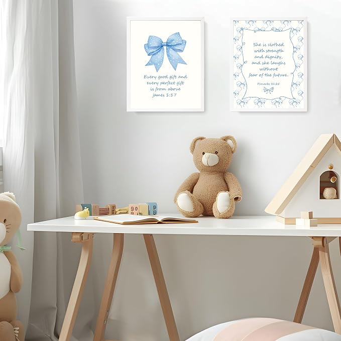 LARTSFRO Coquette Blue Bow Jesus Wall Art Decor Posters, Light Blue Bow - Image 7