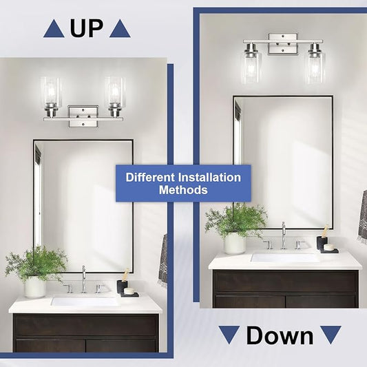 Unicozin 2 Light Bathroom Light Fixtures, Modern Vanity Lights Over Mirror - Image 2