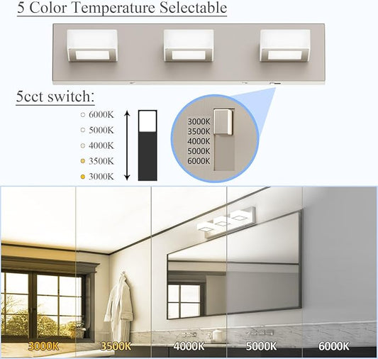 Ralbay 5 Color Temperature Brushed Nickel Bathroom Vanity Lights Dimmable - Image 2