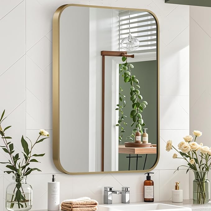 Gold Mirror, 40x30 Inch Framed Rectangle Mirror - Image 7