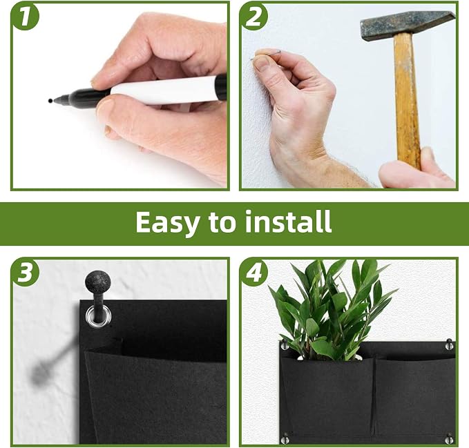 Hanging Planting Grow Bags, 12 Pockets Hanging Vertical Wall Planter Wall - Image 9